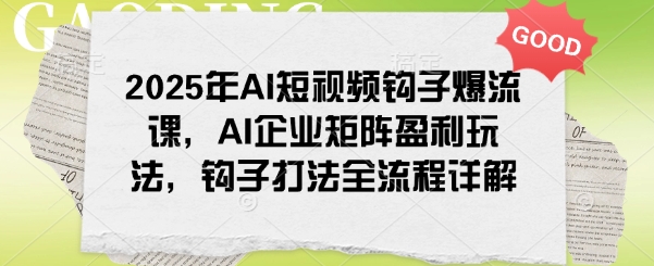 2025年AI短视频钩子爆流课，AI企业矩阵盈利玩法，钩子打法全流程详解-迅核云博客